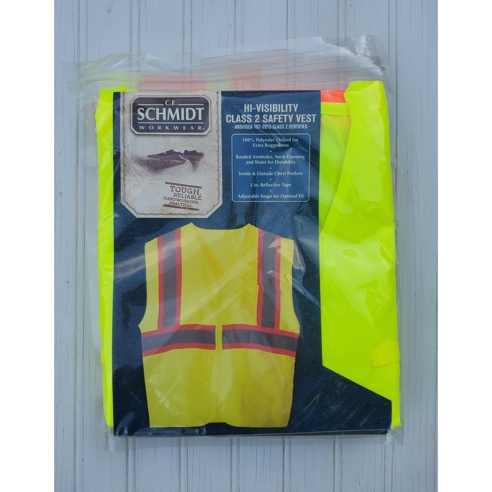 C.E. Schmidt Workwear Hi Visibility Class 2 Safty Vest NEW XL/2XL‎ 48in-54in